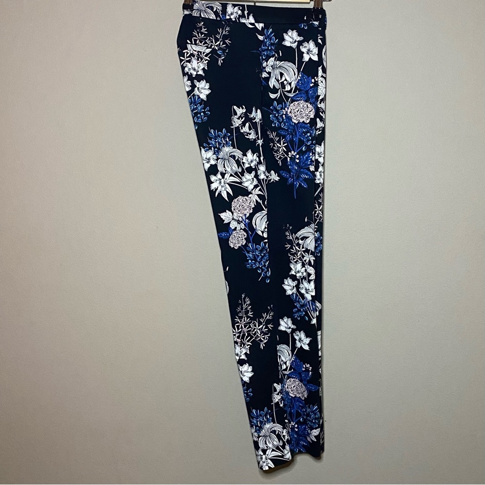 Banana Republic Factory Navy Floral Pants with White & Blue Print